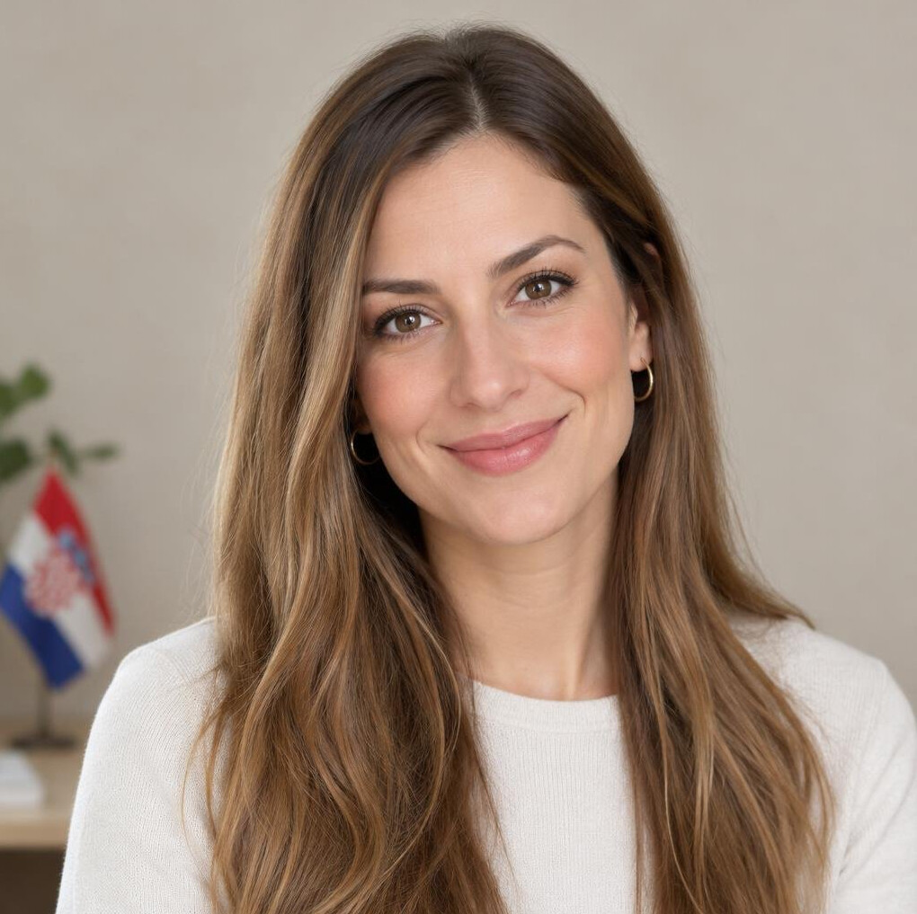 Portrait of a young woman with long hair smiling